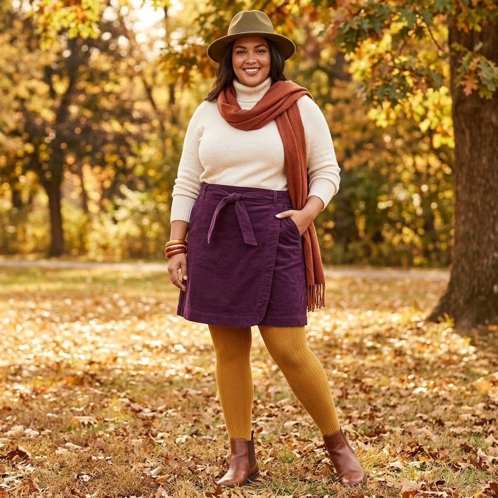Draper James RSVP Wrap Skirt XXL Plum Purple Corduroy Tie Waist Preppy A-Line
